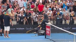 Una serpiente peligrosa interrumpió un partido de tenis.