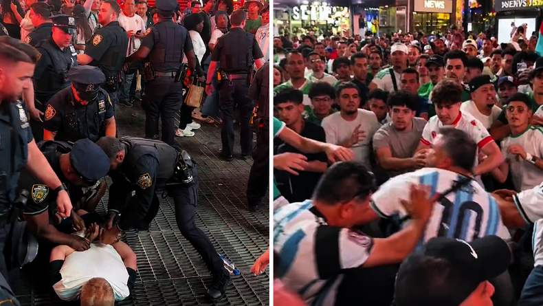Incidentes y golpes entre hinchas de Argentina y Argelia en Times Square antes del debut mundialista