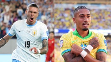 Darwin Núñez y Rafinha festejando goles durante la Copa América.