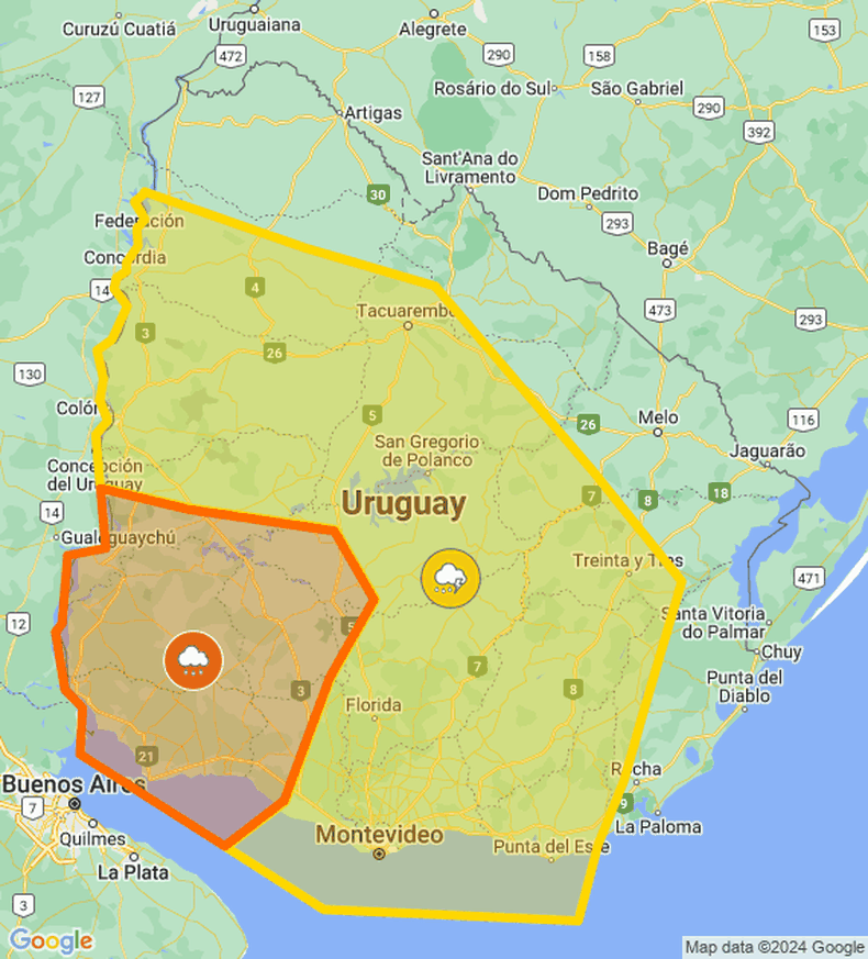 Inumet: Alerta Naranja Para El Litoral Sur Y Gran Parte Del País Bajo ...