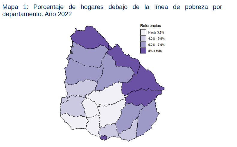  Hogares por debajo de la línea de pobreza por departamento en 2022.