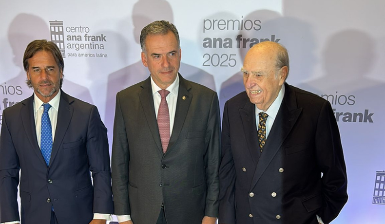 Orsi, Lacalle Pou y Sanguinetti llegaron juntos a Buenos Aires, donde recibirán premio Ana Frank
