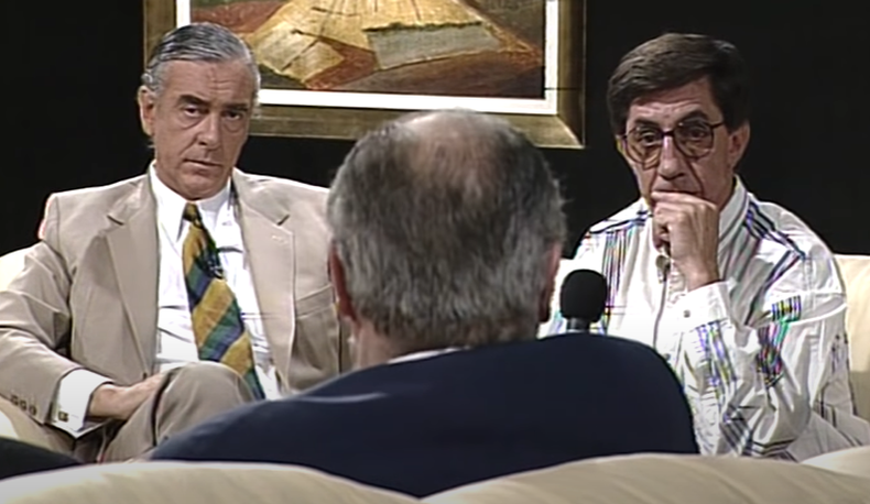Omar Gutiérrez en un programa histórico de 1994, cuando reunió a todos los candidatos presidenciables en Canal 4.