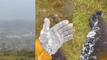 Una nevada brutal: la nieve llegó a Sierras de Carapé, en Maldonado, y son tres los departamentos afectados