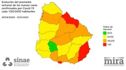 Así se pintó el mapa de Uruguay con el avance de la pandemia