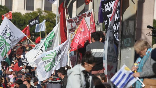 El acto del PIT-CNT por el Día de los Trabajadores.