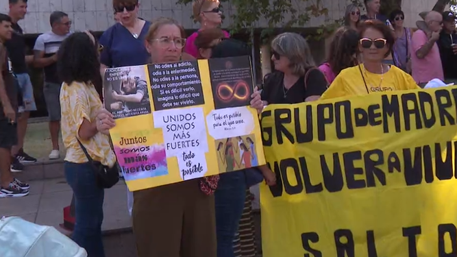 Familiares de adictos a las drogas se manifestaron frente al Parlamento pidiendo que se apruebe el proyecto de ley de internación compulsiva.