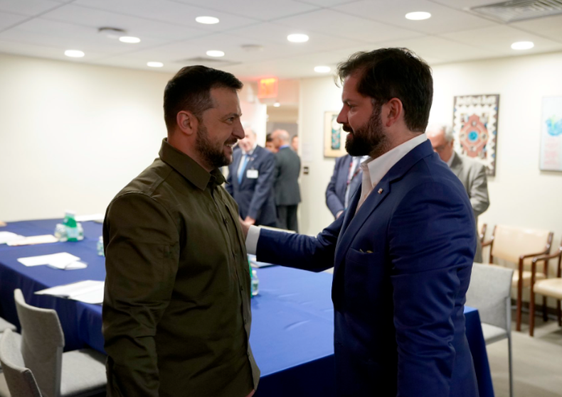 El presidente de Ucrania, Volodomir Zelensky, se reunió con su par de Chile en Nueva York, en el marco de la Asamblea General de la ONU.