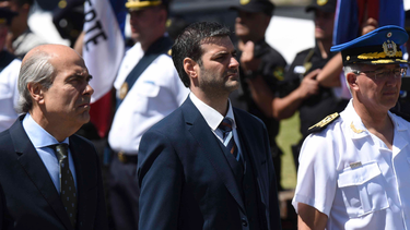 Pablo Abdala, SubSecretario Ministerio del Interior, Nicolás Martinelli, Ministro del Interior y Director de la Policia Nacional, Crio. Gral. José Manuel Azambuya