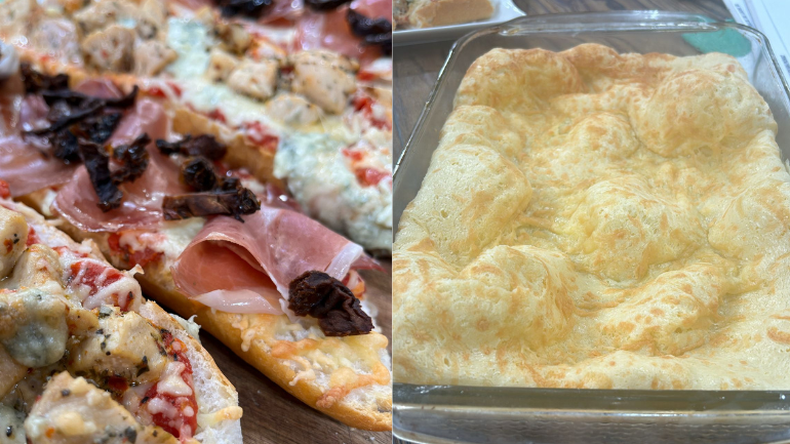 Panini de pollo y queso azul y &nbsp;jamón crudo, y pan montaña rusa.&nbsp;