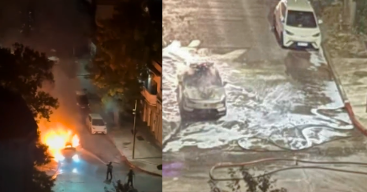 Tensión e intervención: se incendió un auto eléctrico en el barrio Pocitos