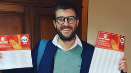 Justin Graside tras presentar las listas 78 y 708 en mayo de 2019 para las internas.&nbsp;