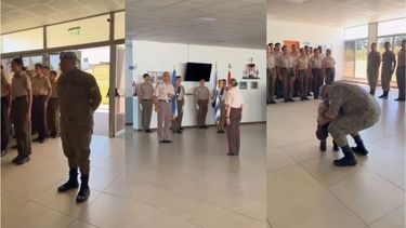 El emotivo reencuentro de una hija con su padre, un militar que volvió del Congo para ser edecán de Orsi