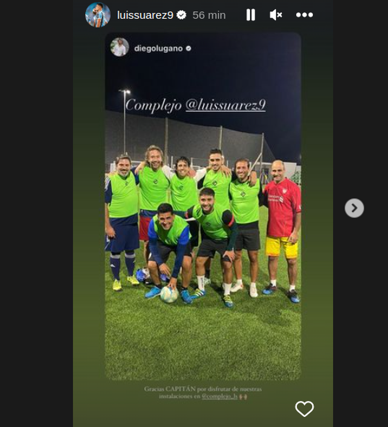 Luis Suárez compartió la historia de Diego Lugano en Instagram y le agradeció al "capitán".