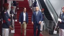 El presidente Luis Lacalle Pou llegó el jueves a Santo Domingo.