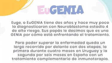 Eugenia tiene dos años y necesita la ayuda de todos