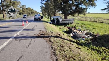 Camión volcó en ruta 3.