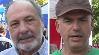 Cruce entre Gandini y Orsi sobre el cartel del FA que dice El gobierno fracasó.