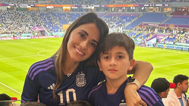 Antonela Roccuzzo y Thiago Messi.