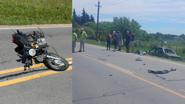 grave choque frontal entre auto y moto en ruta 48 dejo dos hombres embestidos y con heridas de entidad
