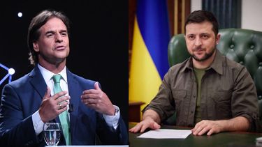 Luis Lacalle Pou y el mandatario ucraniano Volodímir Zelensky. &nbsp;
