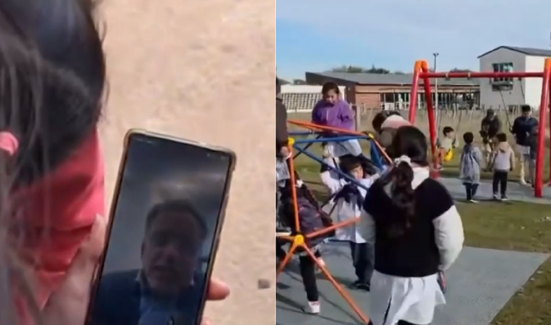 Por videollamada, Orsi inauguró junto a los niños los juegos que le habían pedido durante su visita a Artigas