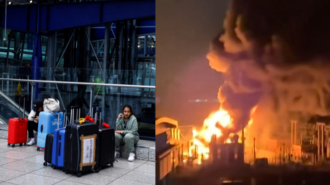 Aeropuerto de Londres cerrado por incendio.&nbsp;
