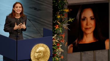 Hija de María Corina Machado recibe el Nobel de su madre.&nbsp;