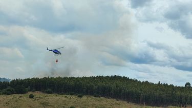 Bomberos trabaja para apagar incendio de campo cerca de Minas