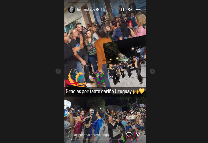 Hernán Drago agradeció el cariño de la gente en Uruguay luego de desfilar en el Carnaval de Melo.