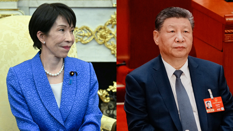 Sanae Takaichi, primera ministra de Jaapón y Xi Jinping, presidente chino.