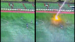 Rayo impactó a futbolista en Indonesia.