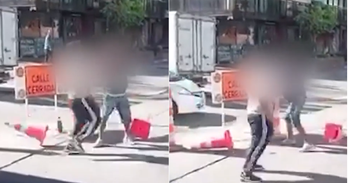 Pocitos: dos hombres se enfrentaron a golpes, con balizas de la calle y un termo
